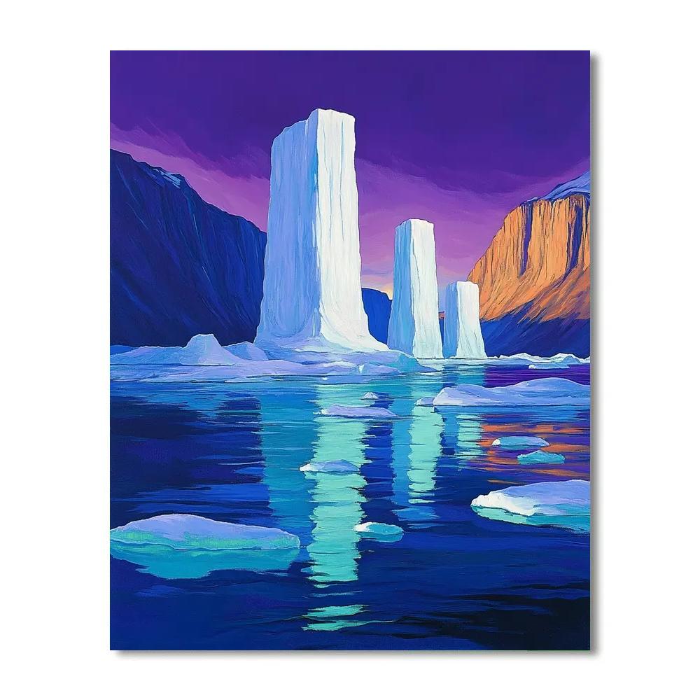 Lawren Harris Inspired Silent Fjord With Indigo Ice Monoliths Painting by numbers kit