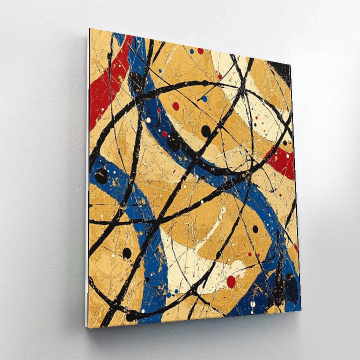 Jackson Pollock Inspired Monsoon Pressure Field In Ochre And Cobalt paint by number