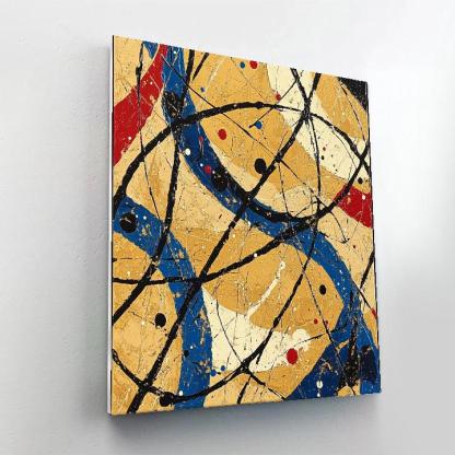 Jackson Pollock Inspired Monsoon Pressure Field In Ochre And Cobalt paint by number