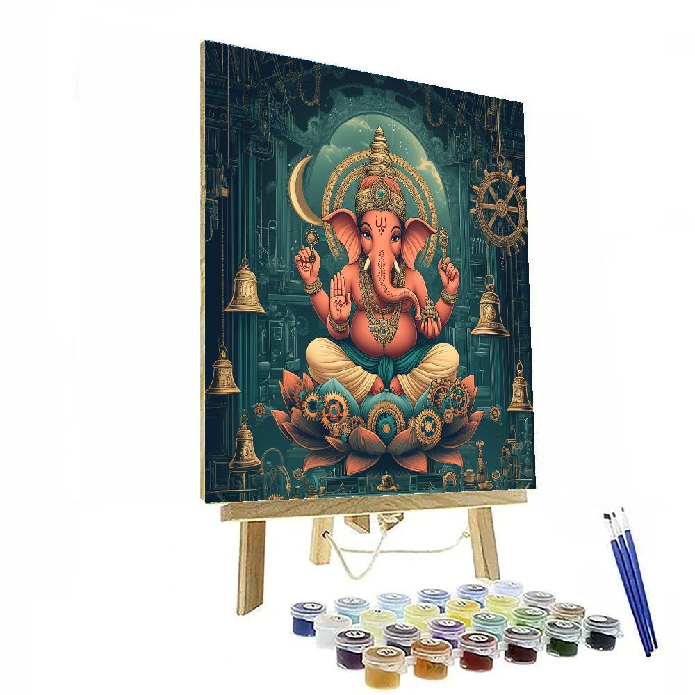 Clockwork Lotus Ganesha painting number kit