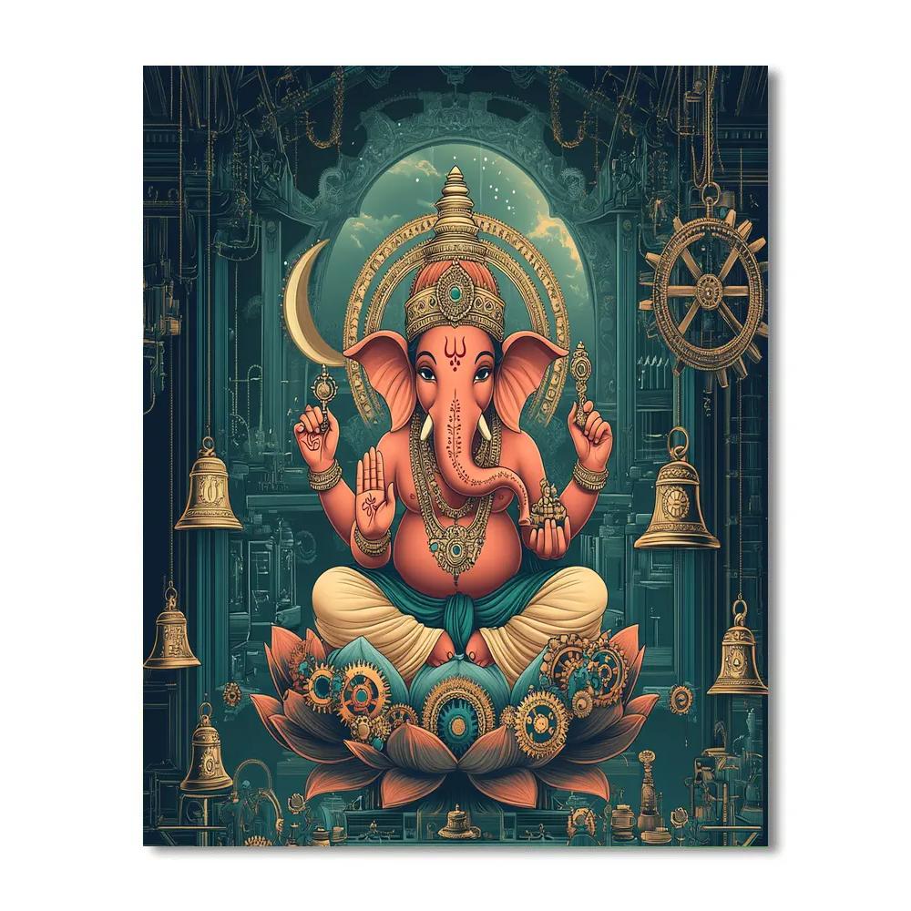 Clockwork Lotus Ganesha painting number kit