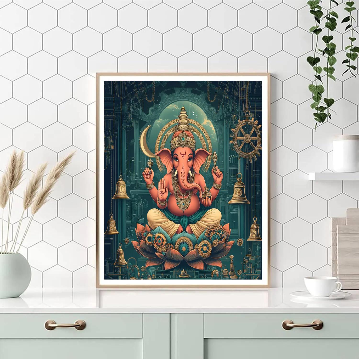 Clockwork Lotus Ganesha painting number kit