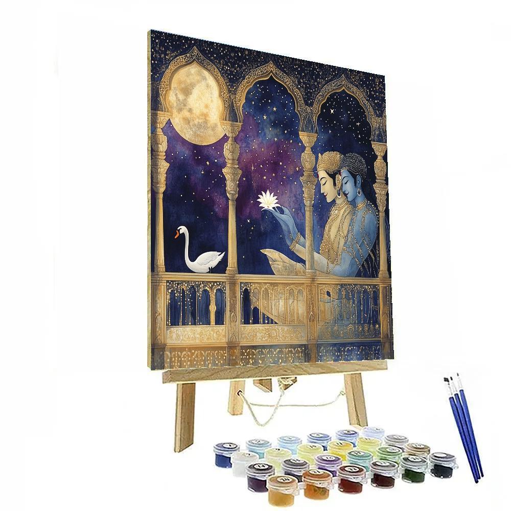 Brahma Palace Balcony With Swan Silhouette Paint by numbers kits