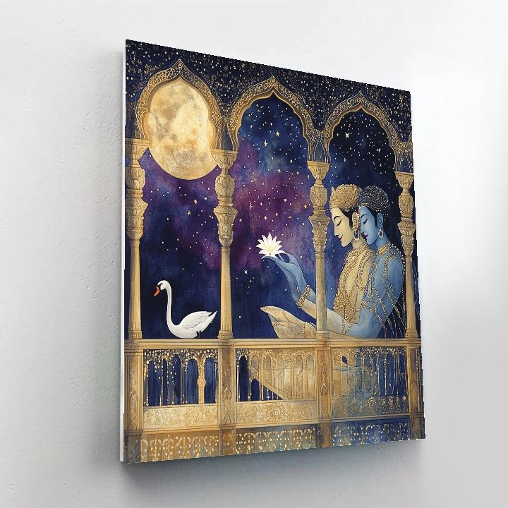Brahma Palace Balcony With Swan Silhouette Paint by numbers kits