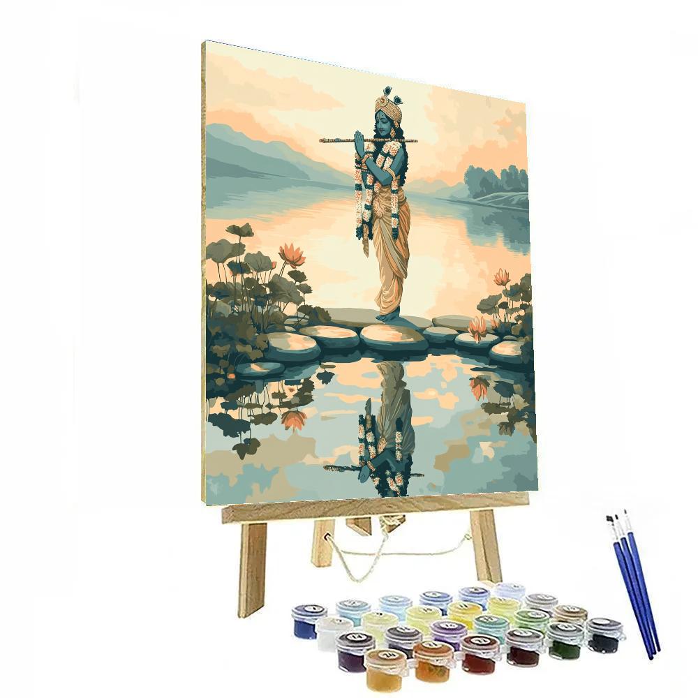 Krishna At The Quantum Mirror Lake paint by color