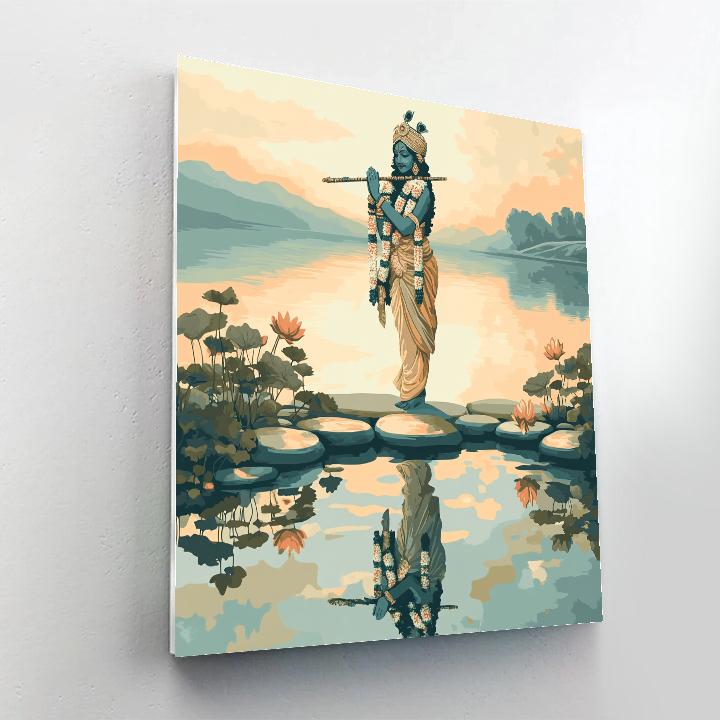 Krishna At The Quantum Mirror Lake paint by color