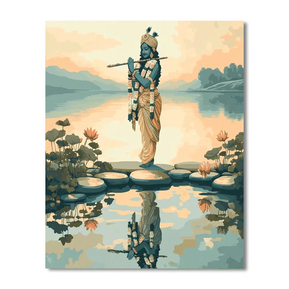 Krishna At The Quantum Mirror Lake paint by color