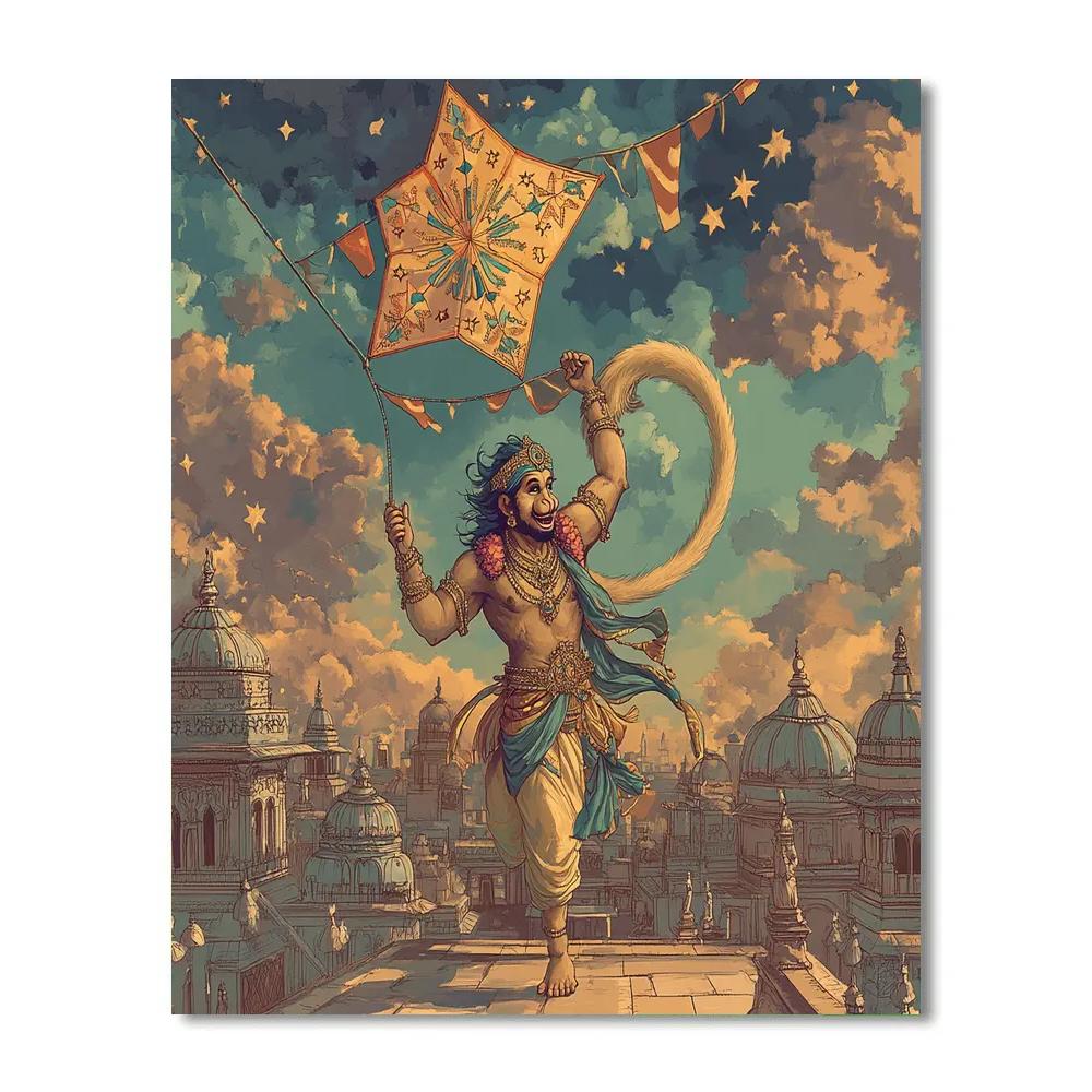 Hanuman Celestial Kite Guardian Numbered painting kits