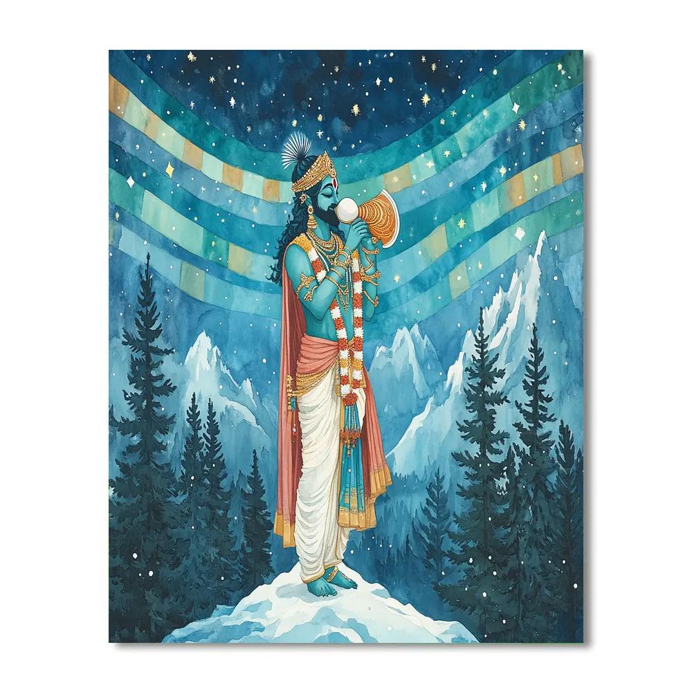 Vishnu And The Conch Of Aurora Music Paint by numbers art