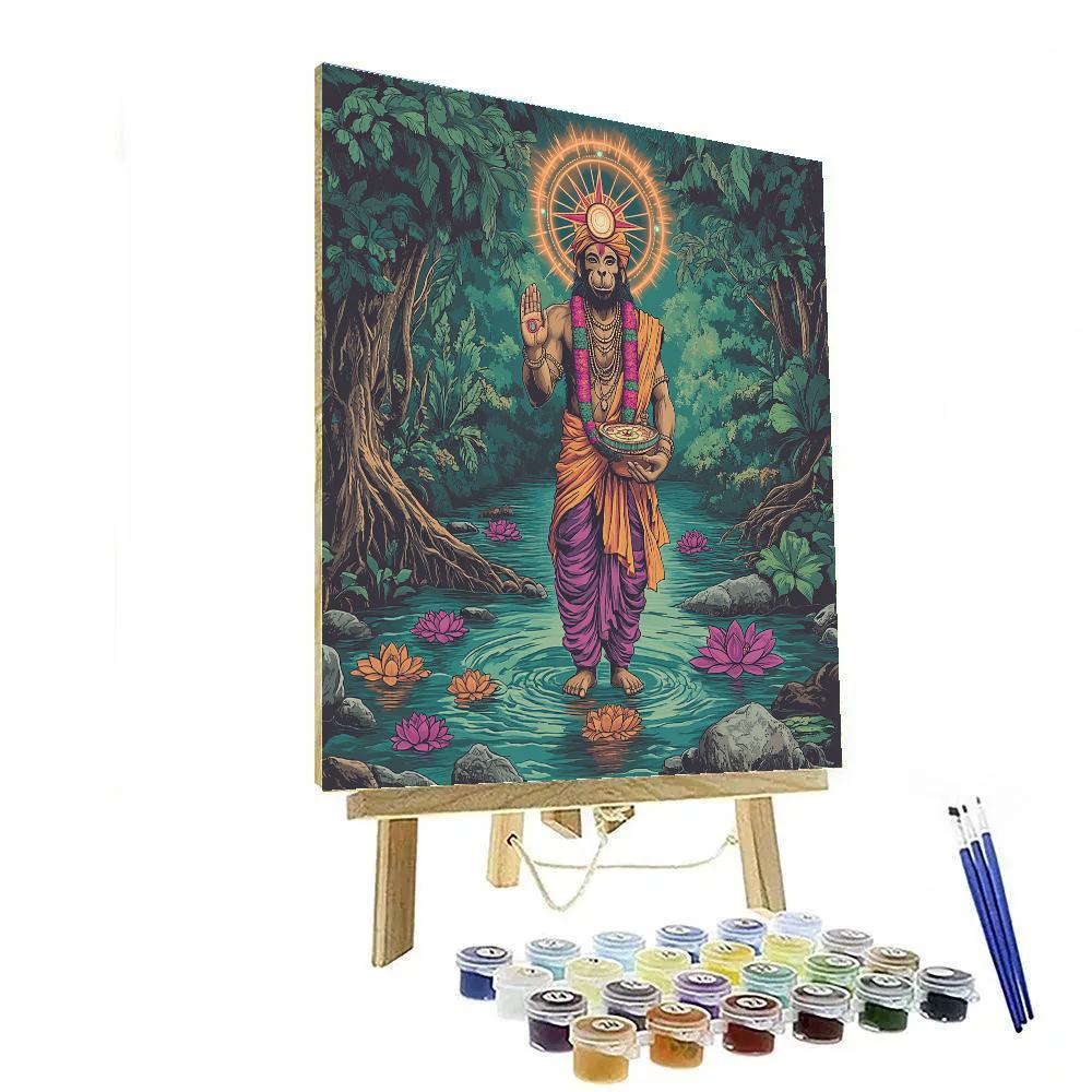 Hanuman With Quantum Lotus Compass Paint by numbers kits