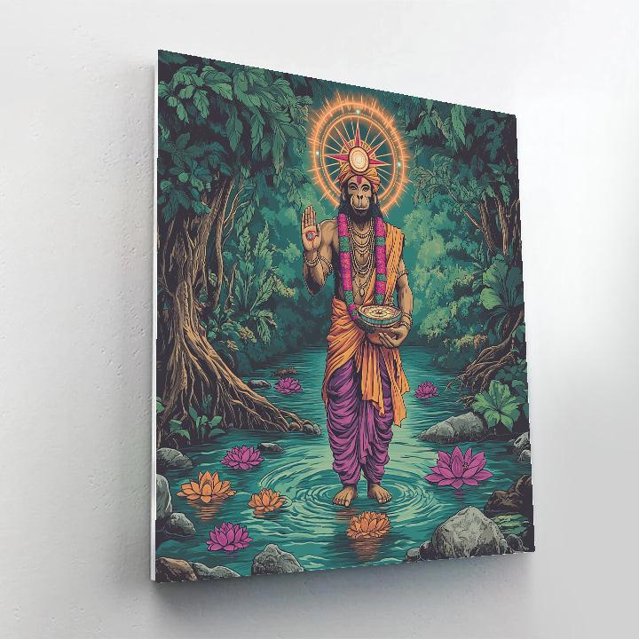 Hanuman With Quantum Lotus Compass Paint by numbers kits