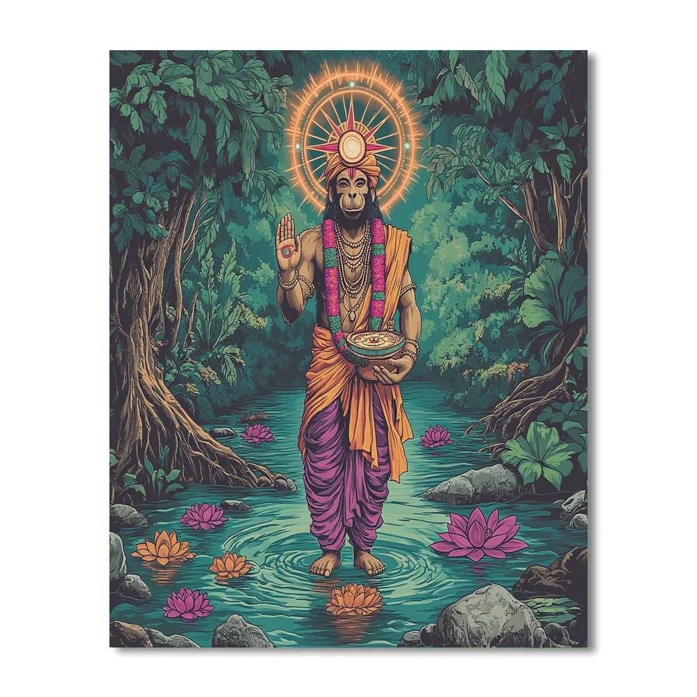 Hanuman With Quantum Lotus Compass Paint by numbers kits