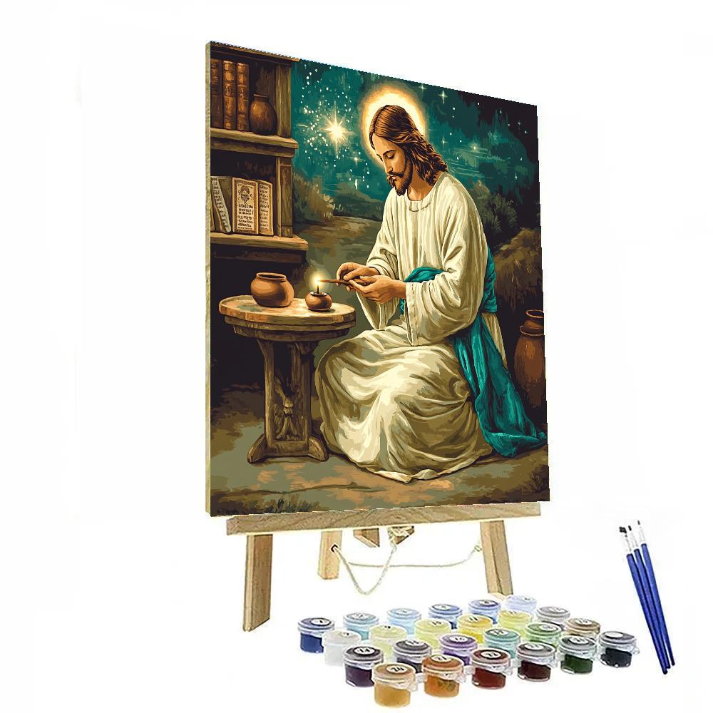 Jesus With The Lamp Of Quiet Wisdom Paint by numbers art