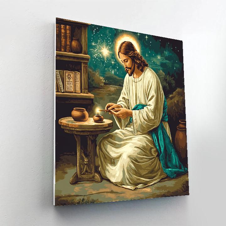 Jesus With The Lamp Of Quiet Wisdom Paint by numbers art