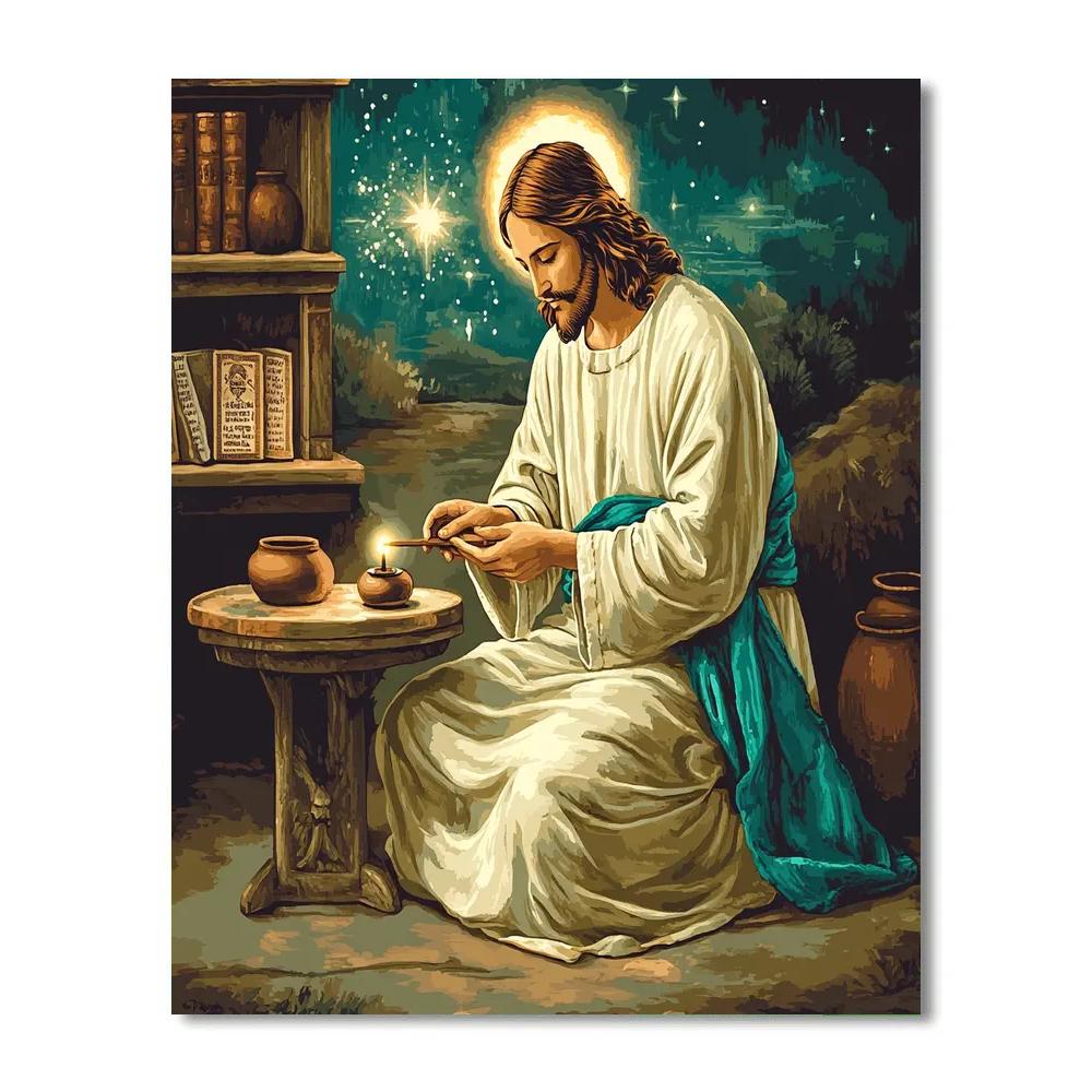 Jesus With The Lamp Of Quiet Wisdom Paint by numbers art