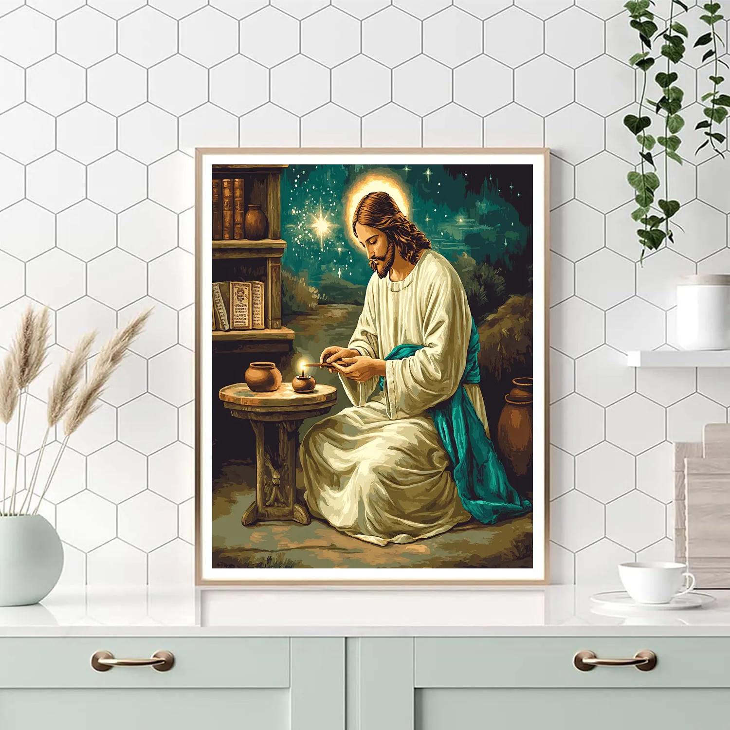 Jesus With The Lamp Of Quiet Wisdom Paint by numbers art