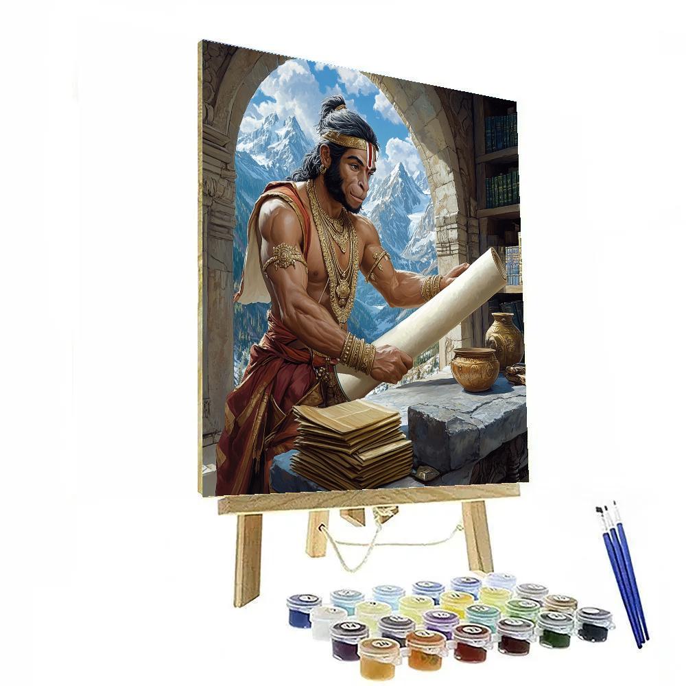 Mountain Library, Scrolls Of Hanuman painting number kit
