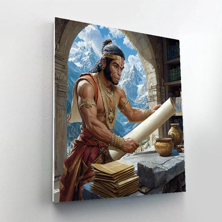 Mountain Library, Scrolls Of Hanuman painting number kit