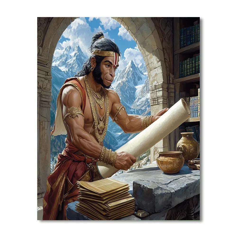 Mountain Library, Scrolls Of Hanuman painting number kit