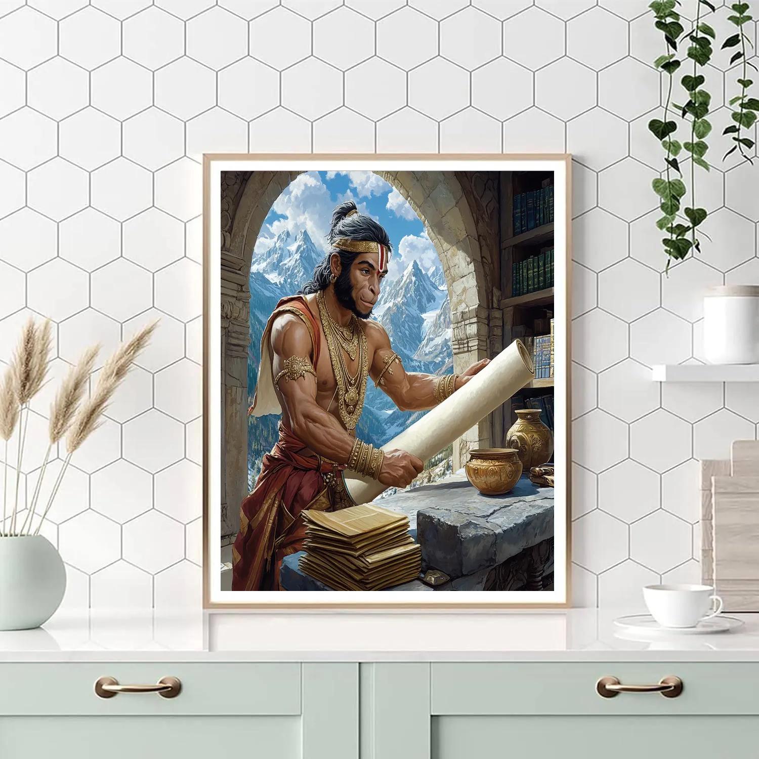 Mountain Library, Scrolls Of Hanuman painting number kit