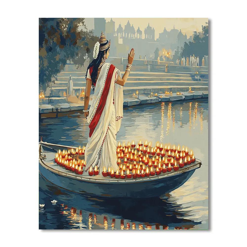 Parvati With The Riverboat Of Lamps painting number kit