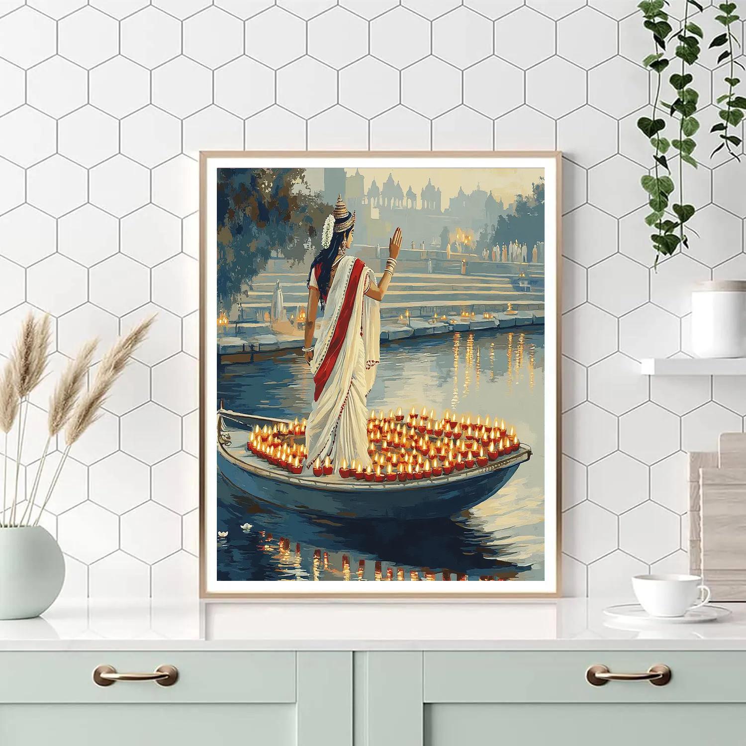 Parvati With The Riverboat Of Lamps painting number kit