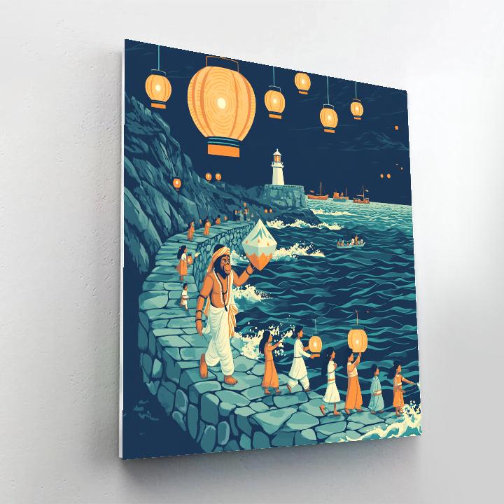 Hanuman Lantern Parade At The Sea Wall paint by number