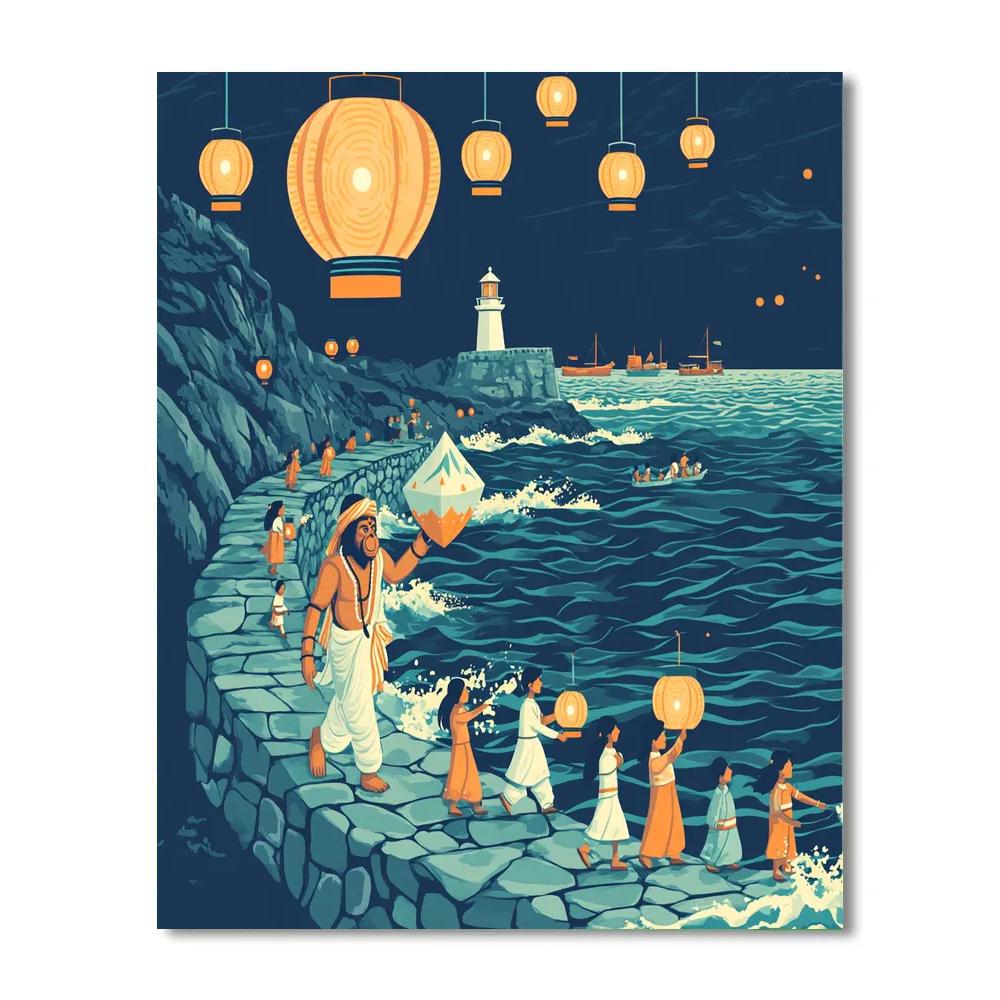 Hanuman Lantern Parade At The Sea Wall paint by number