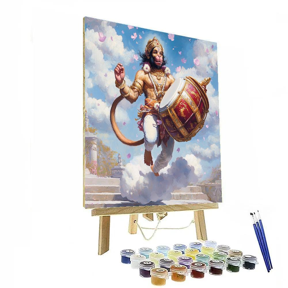 Hanuman Heartbeat Drum In The Cloud Arena Paint by numbers art