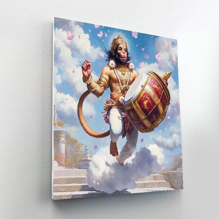 Hanuman Heartbeat Drum In The Cloud Arena Paint by numbers art