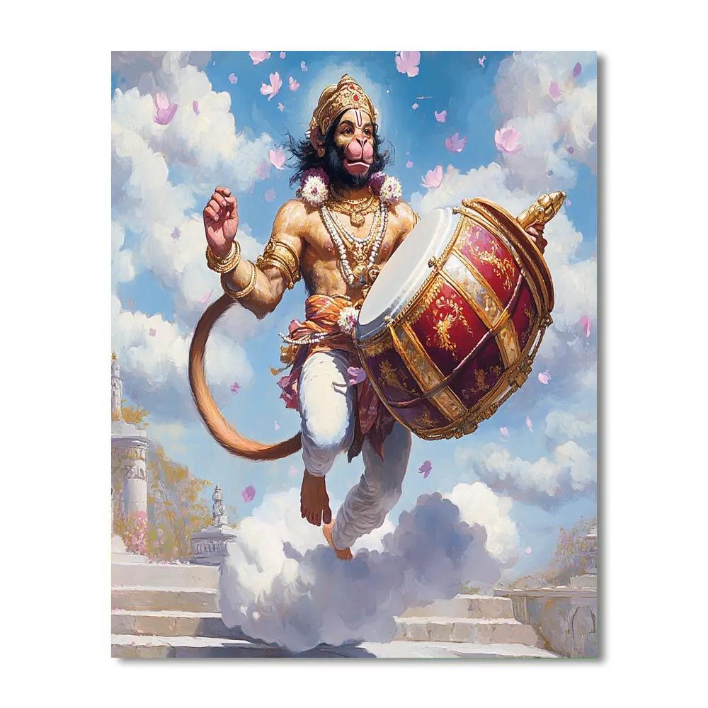 Hanuman Heartbeat Drum In The Cloud Arena Paint by numbers art