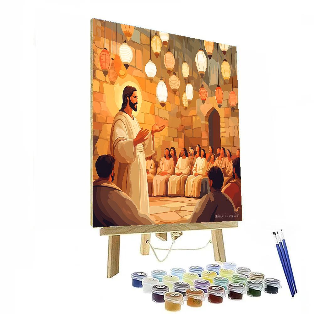 Parables With Jesus In Paper Lantern Light Paint by numbers kits