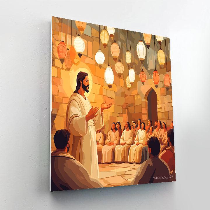 Parables With Jesus In Paper Lantern Light Paint by numbers kits