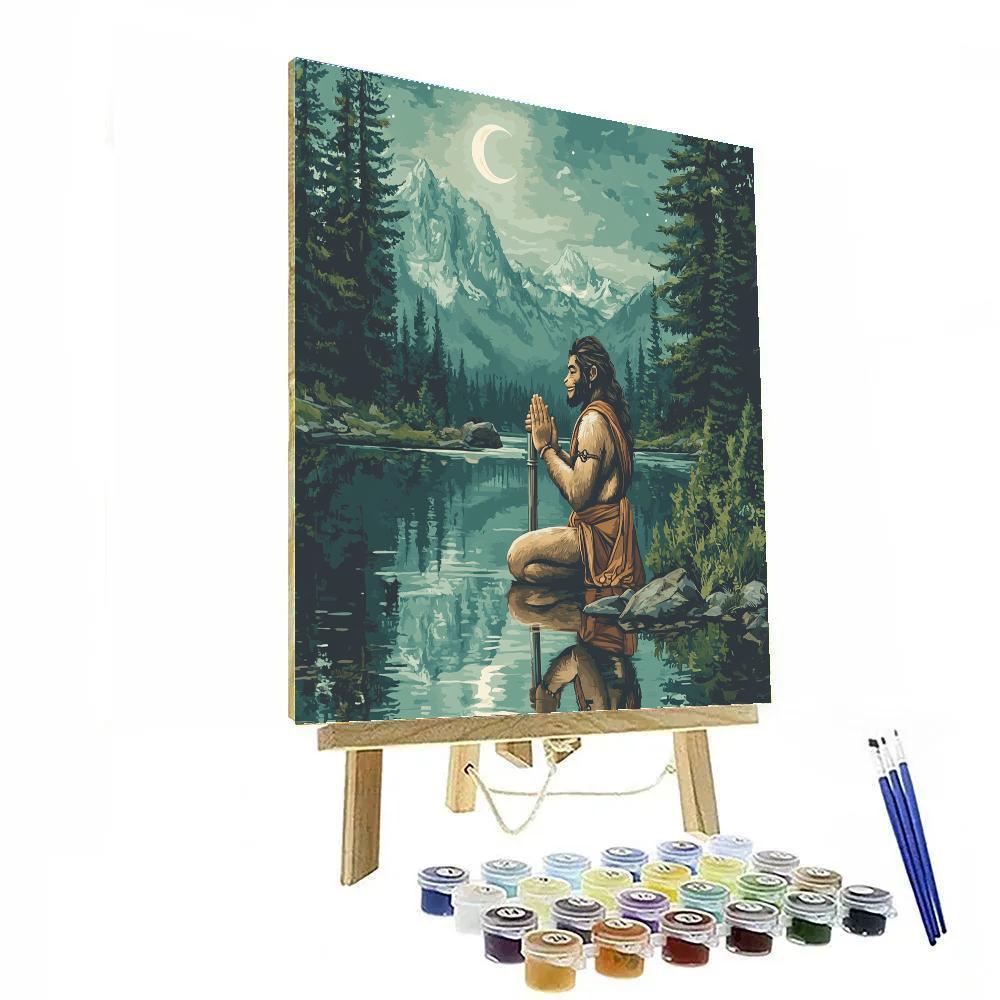 Hanuman In The Mirror Lake Meditation DIY paint by numbers