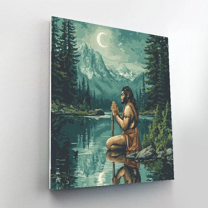 Hanuman In The Mirror Lake Meditation DIY paint by numbers
