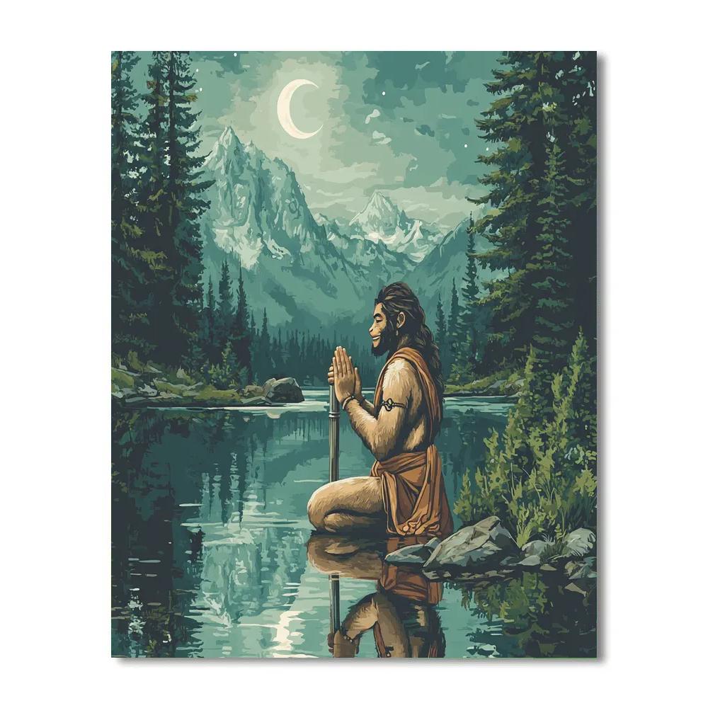 Hanuman In The Mirror Lake Meditation DIY paint by numbers