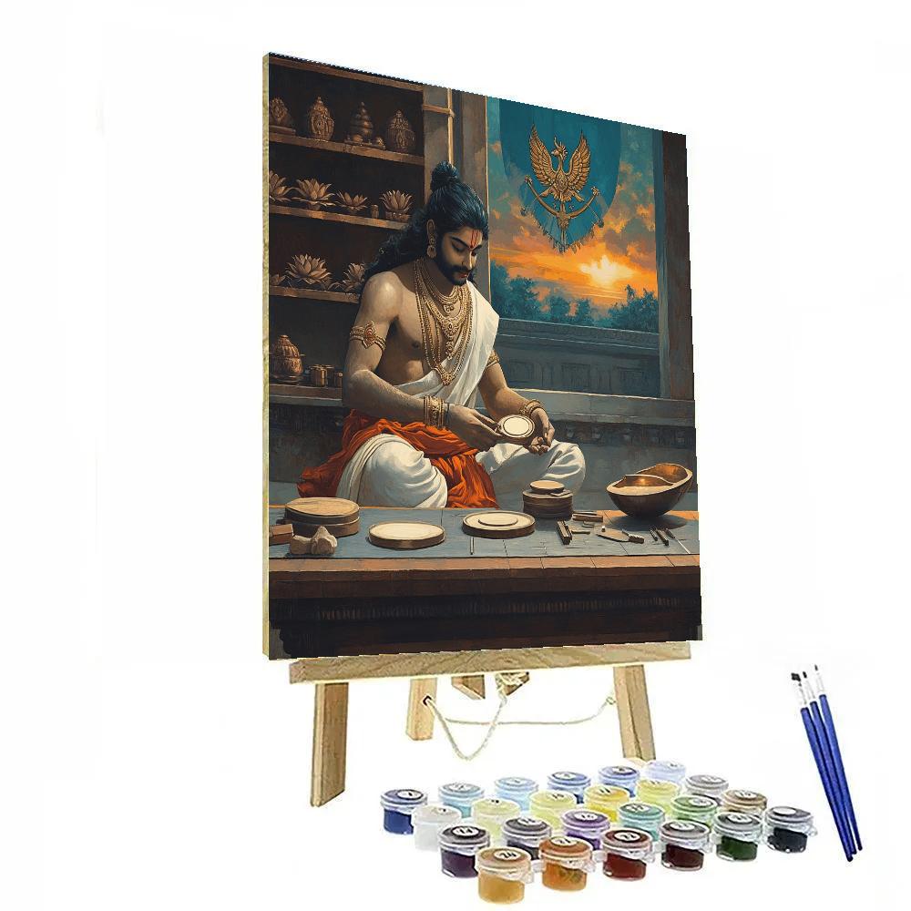 Vishnu In The Workshop Of Sacred Instruments Number painting