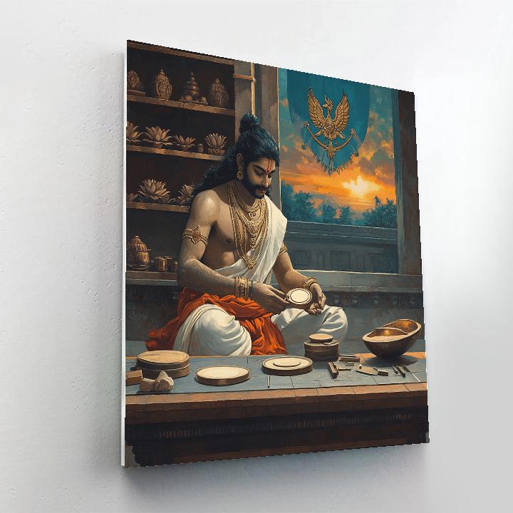 Vishnu In The Workshop Of Sacred Instruments Number painting