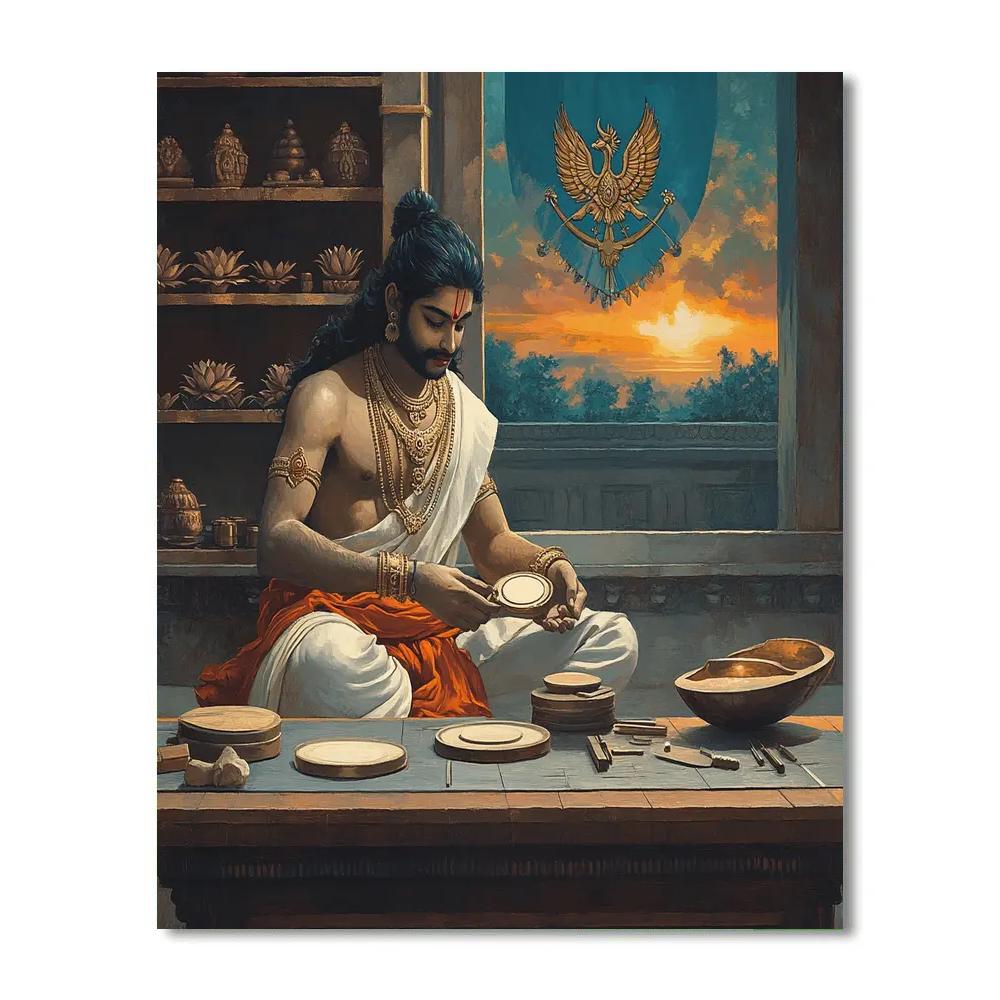 Vishnu In The Workshop Of Sacred Instruments Number painting