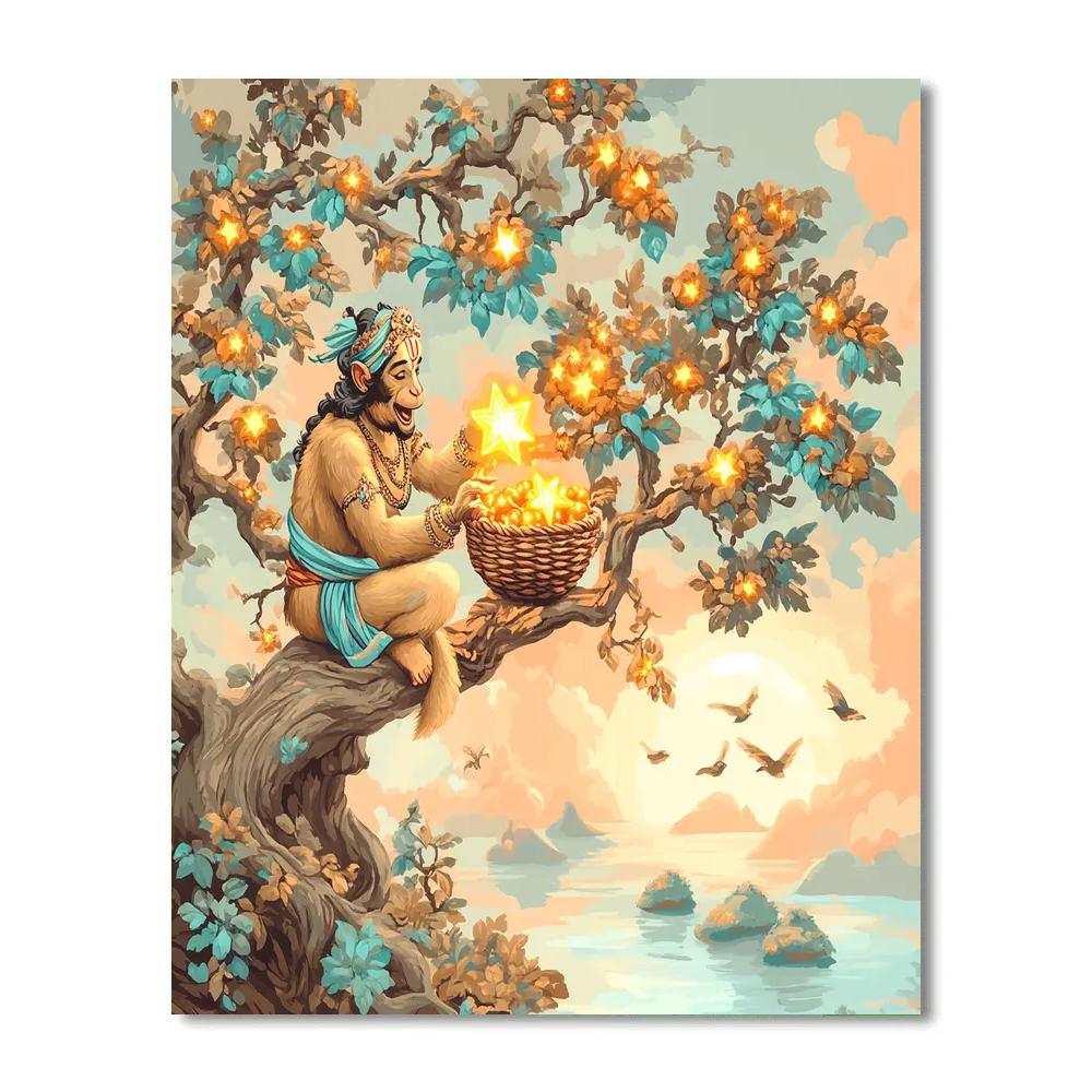 Hanuman Sky Orchard With Star Fruit Harvest Paint by numbers art