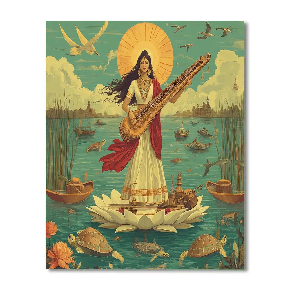 Saraswati Conducting The River Delta Orchestra Numbered painting kits
