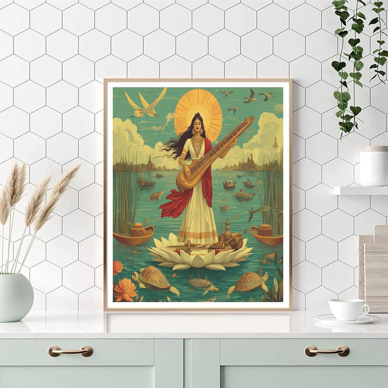 Saraswati Conducting The River Delta Orchestra Numbered painting kits