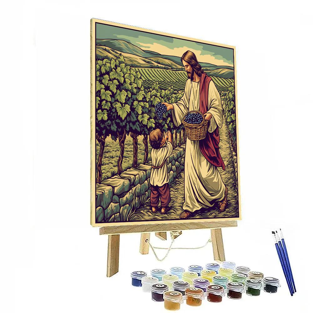 Jesus In The Vineyard Of Gentle Harvest DIY paint by numbers
