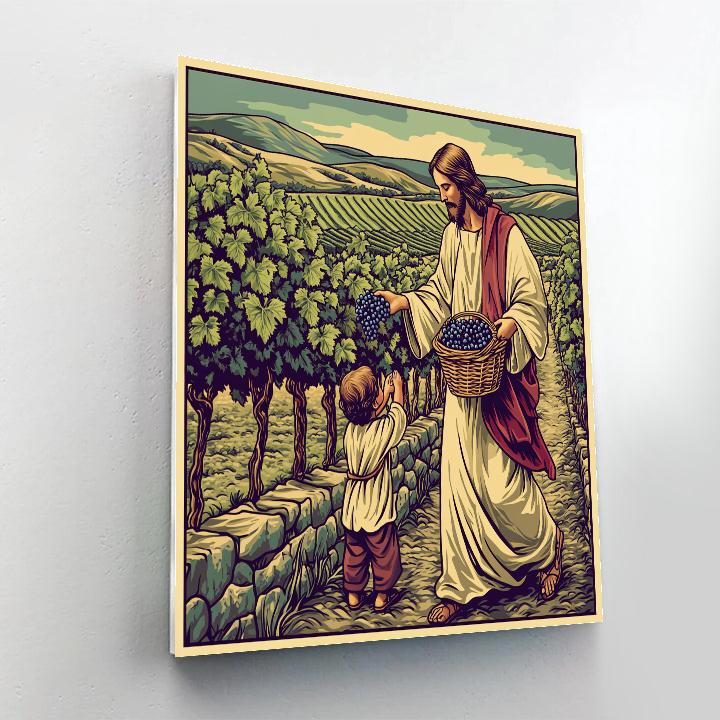 Jesus In The Vineyard Of Gentle Harvest DIY paint by numbers