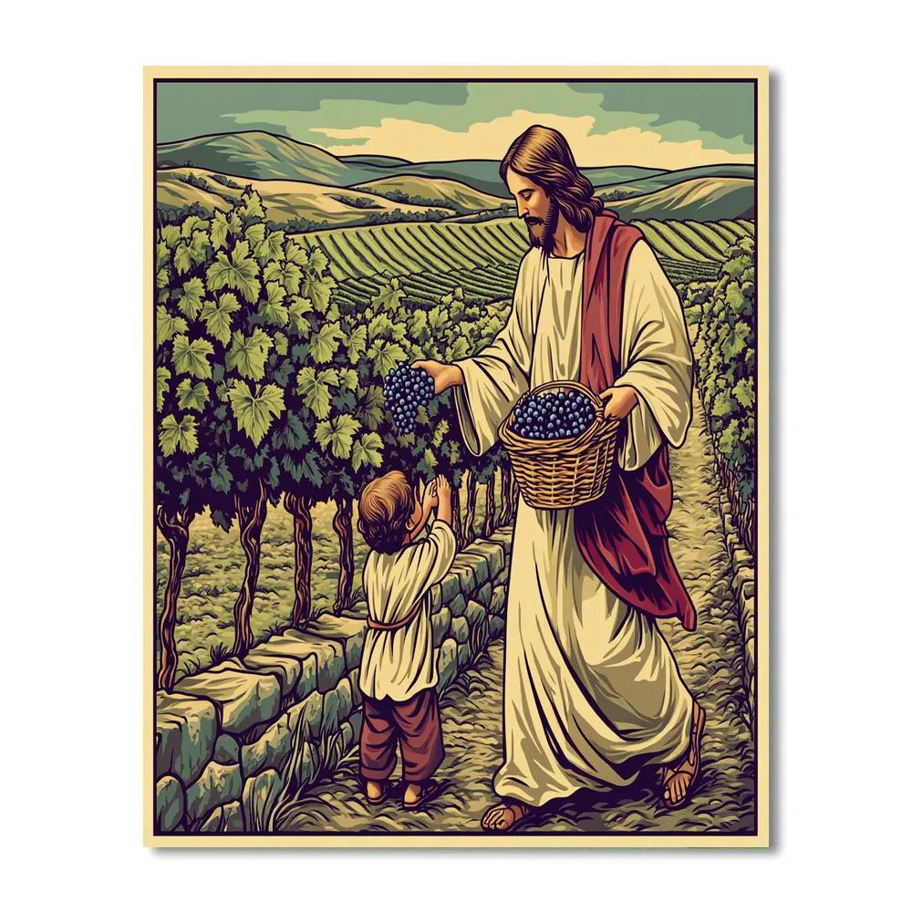 Jesus In The Vineyard Of Gentle Harvest DIY paint by numbers