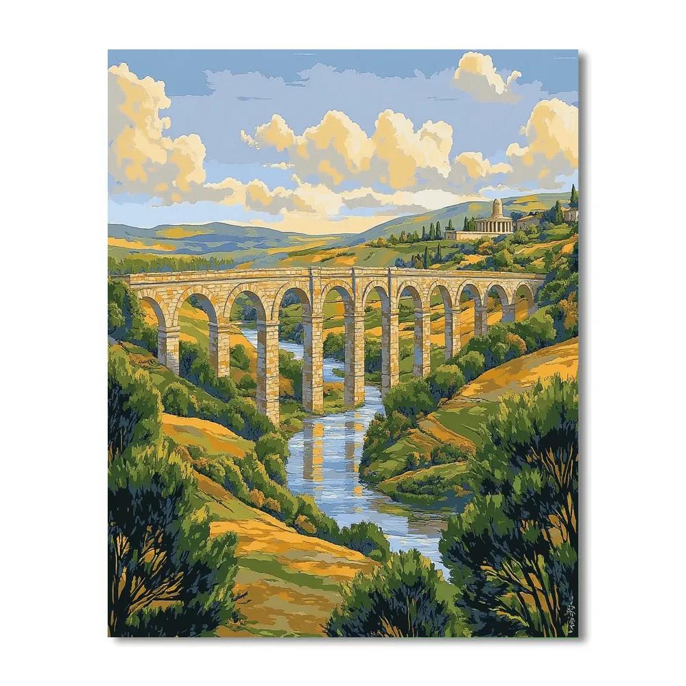 Raphael Inspired Celestial Aqueduct Valley paint by numbers