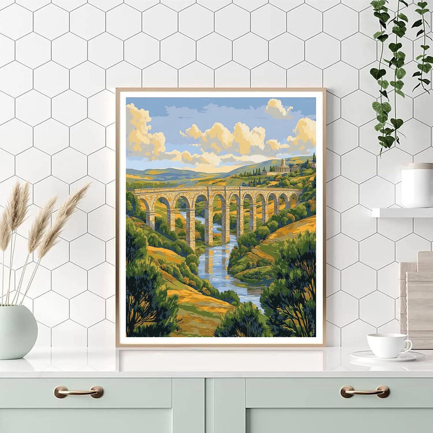 Raphael Inspired Celestial Aqueduct Valley paint by numbers