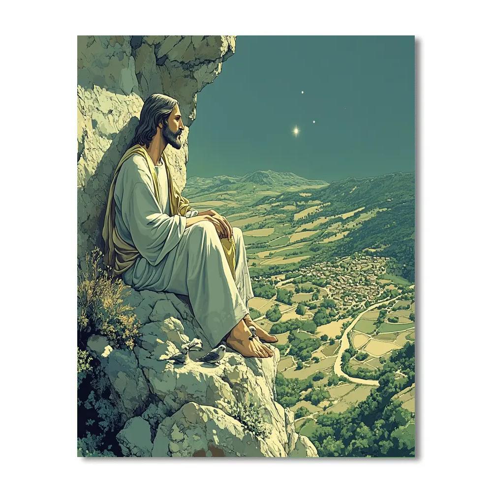 Jesus On The Mountain Of Listening Wind painting number kit
