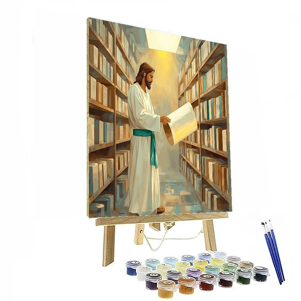 Jesus In The Library Of Living Scrolls paint by number