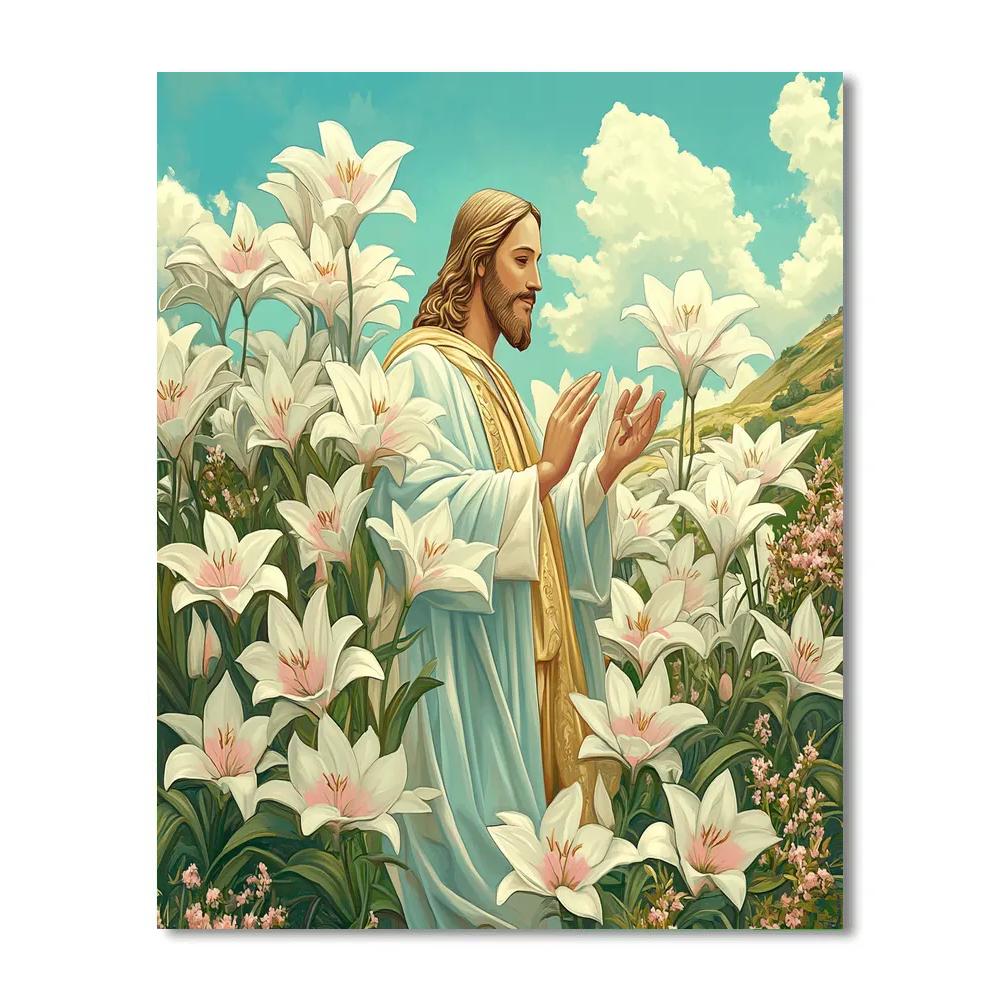 Jesus And The Lily Field Benediction Numbered painting kits